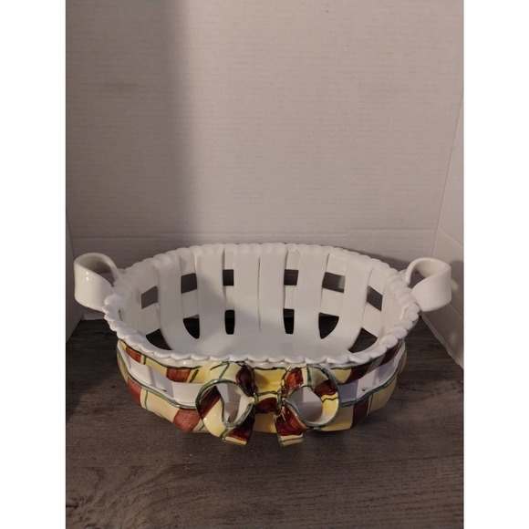JAY WILLFRED Andrea By Sedak Large Porcelain Basket Hand Painted 10" x 15" - Picture 1 of 10